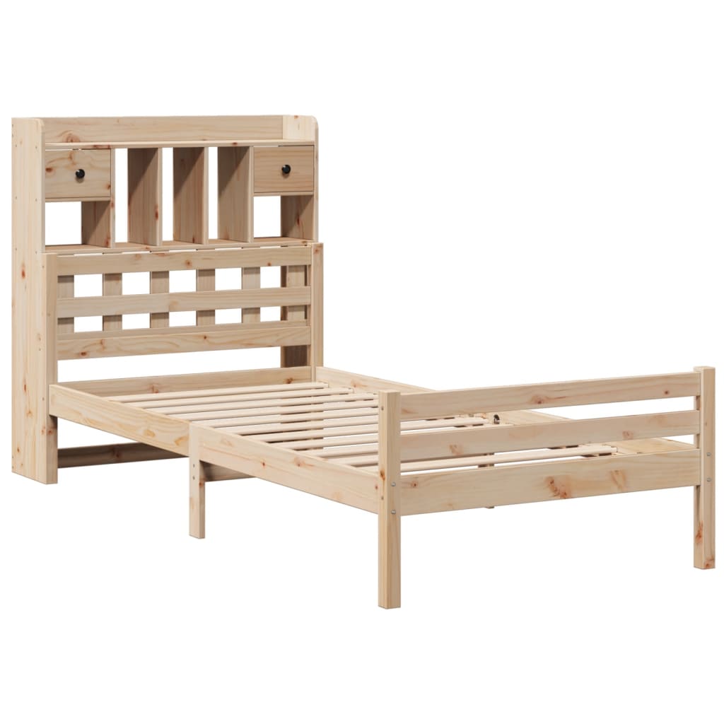 Krevet s regalom za knjige bez madraca 100 x 200 cm od borovine