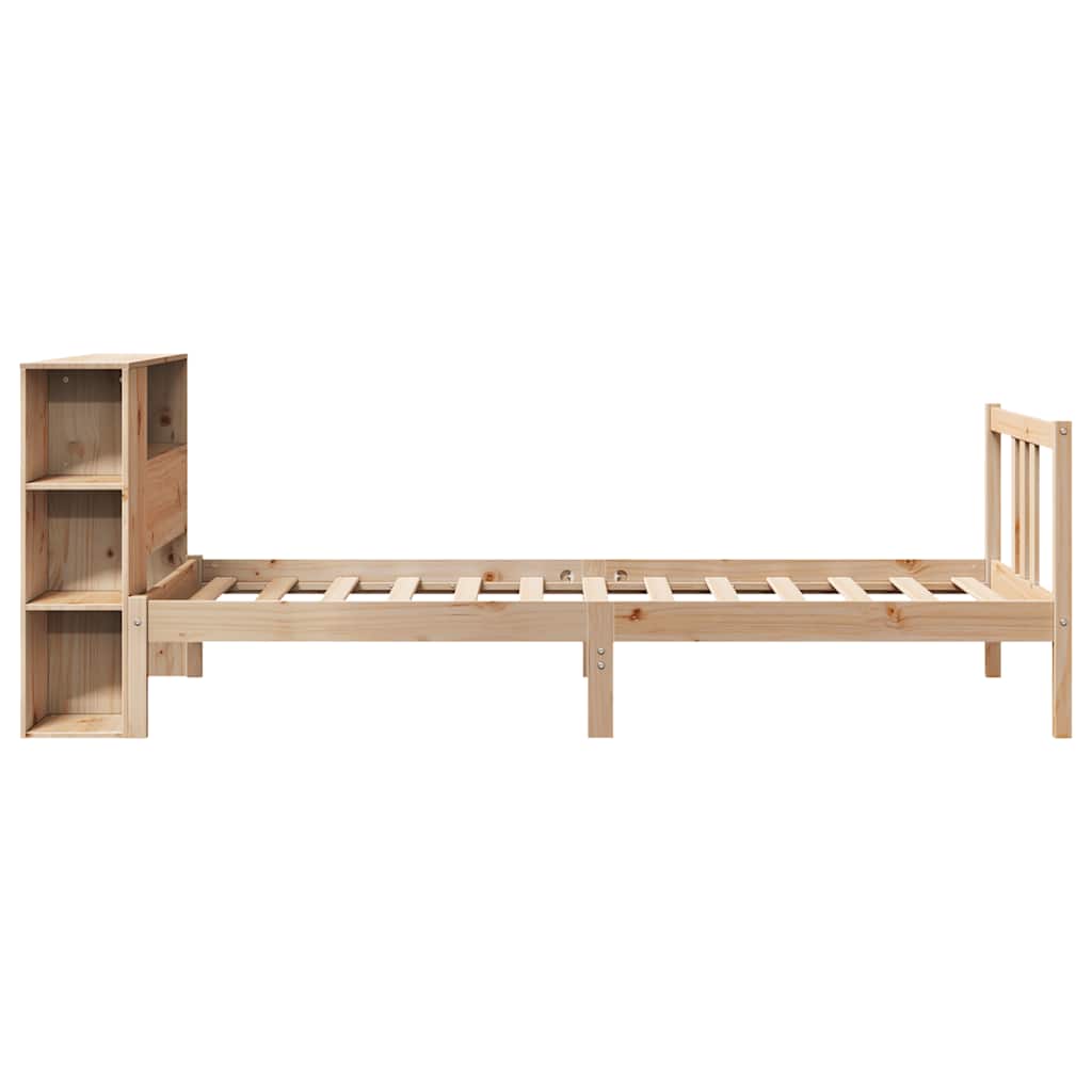 Krevet s regalom za knjige bez madraca 75x190 cm borovina