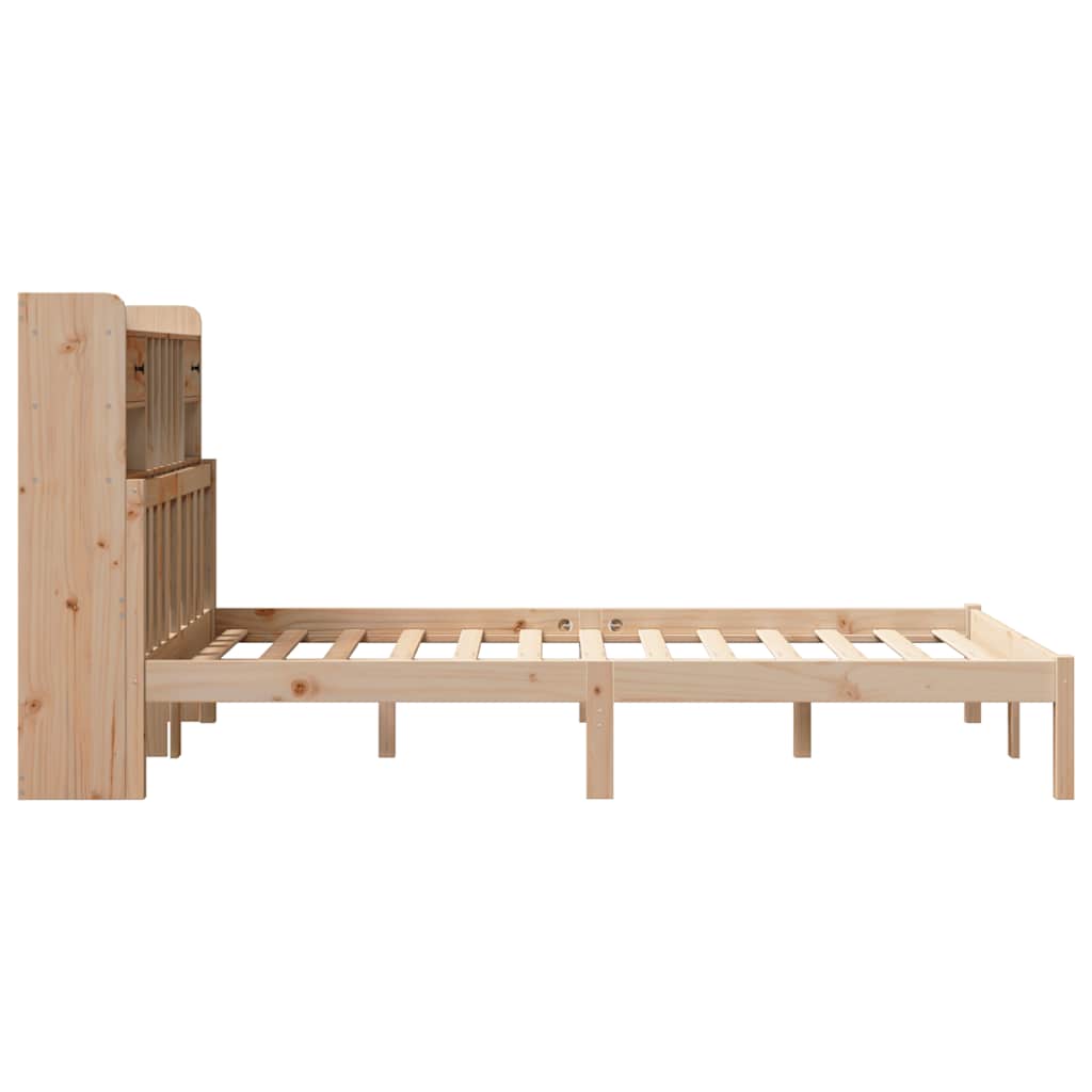 Krevet s regalom za knjige bez madraca 135x190 cm od borovine