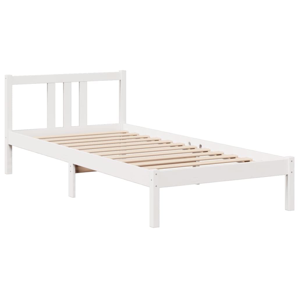 Krevet s regalom za knjige bez madraca bijeli 90x200cm borovina
