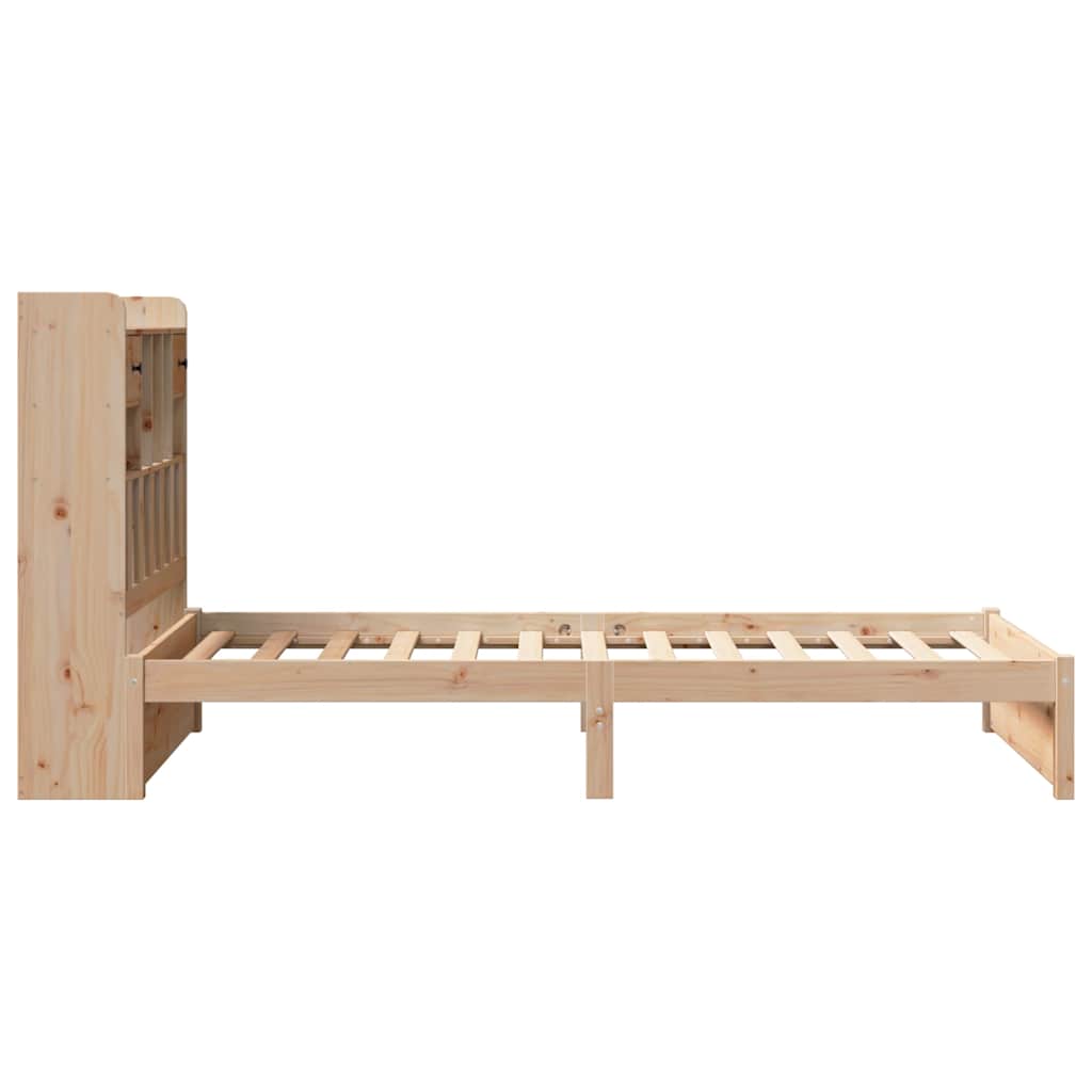 Krevet s regalom za knjige bez madraca 75x190 cm borovina