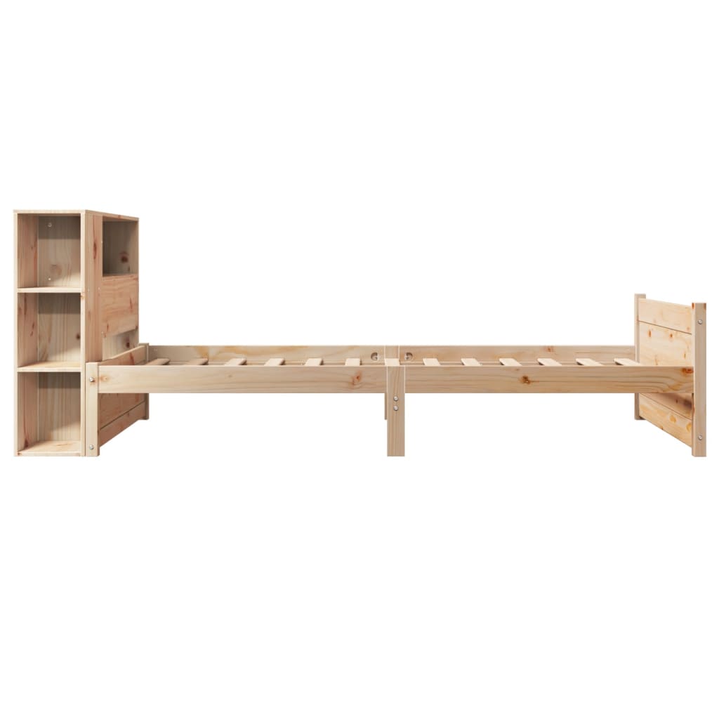 Krevet s regalom za knjige bez madraca 75x190 cm borovina