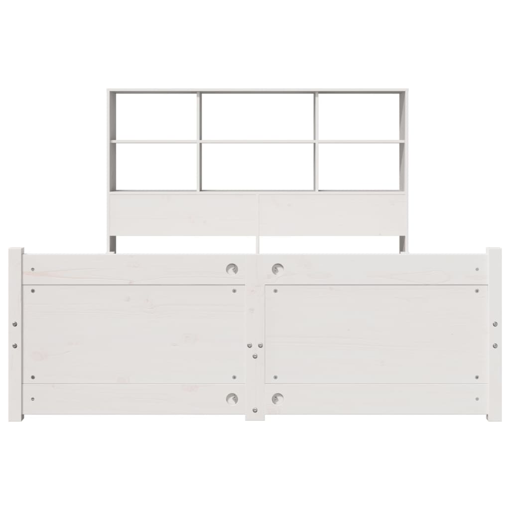 Krevet s regalom z knjige bez madraca bijeli 140x190cm borovina