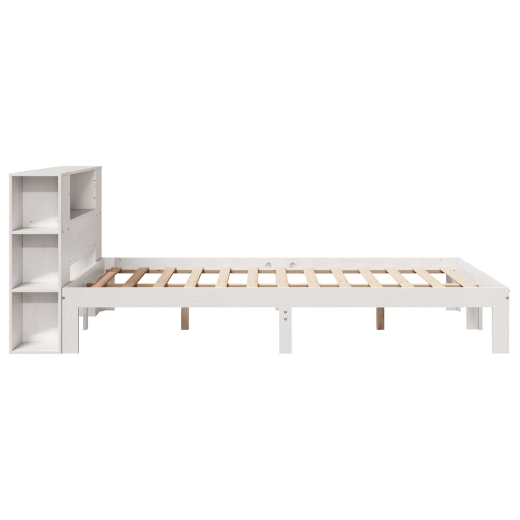 Krevet s regalom z knjige bez madraca bijeli 140x190cm borovina