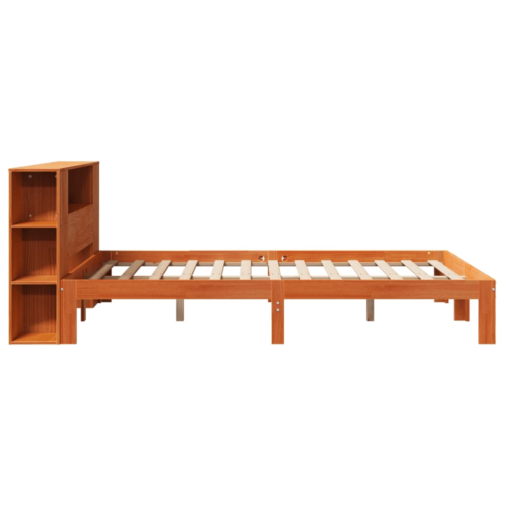 Krevet s regalom za knjige bez madraca 135 x 190 cm od borovine