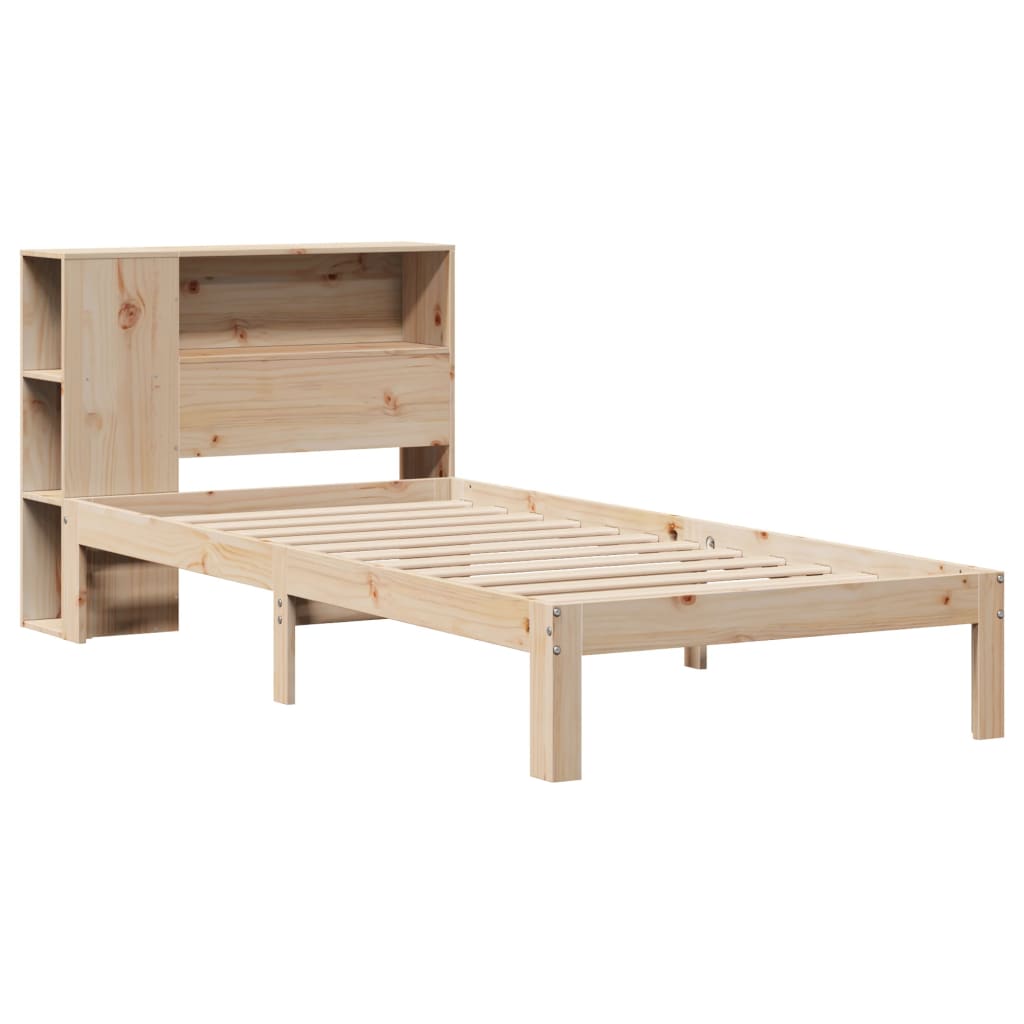 Krevet s regalom za knjige bez madraca 75x190 cm borovina