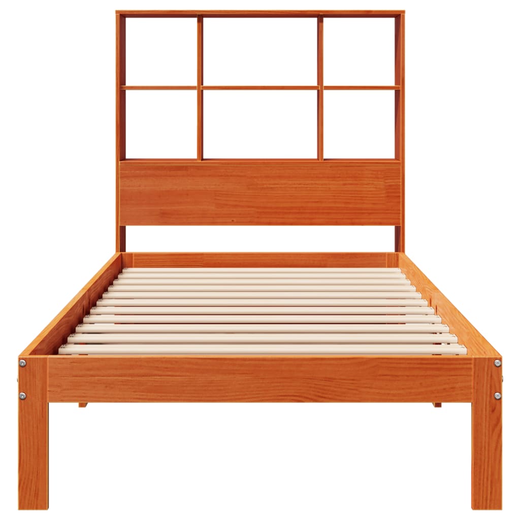 Krevet s regalom za knjige bez madraca 75 x 190 cm od borovine