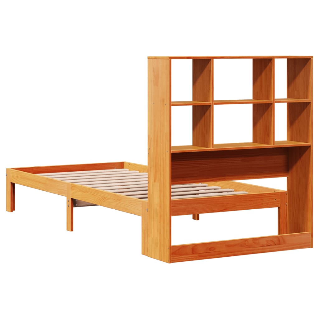 Krevet s regalom za knjige bez madraca 75 x 190 cm od borovine