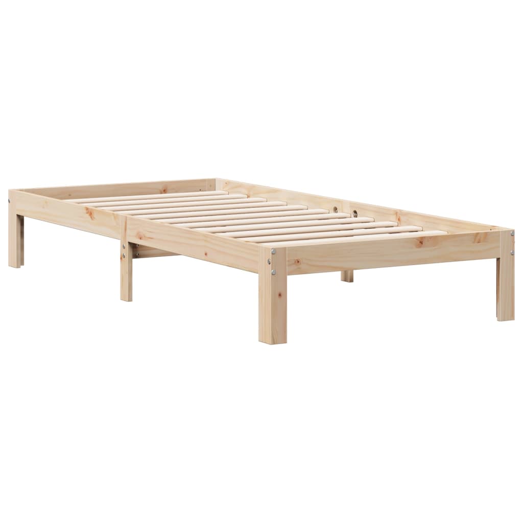 Krevet s regalom za knjige bez madraca 90x190 cm od borovine