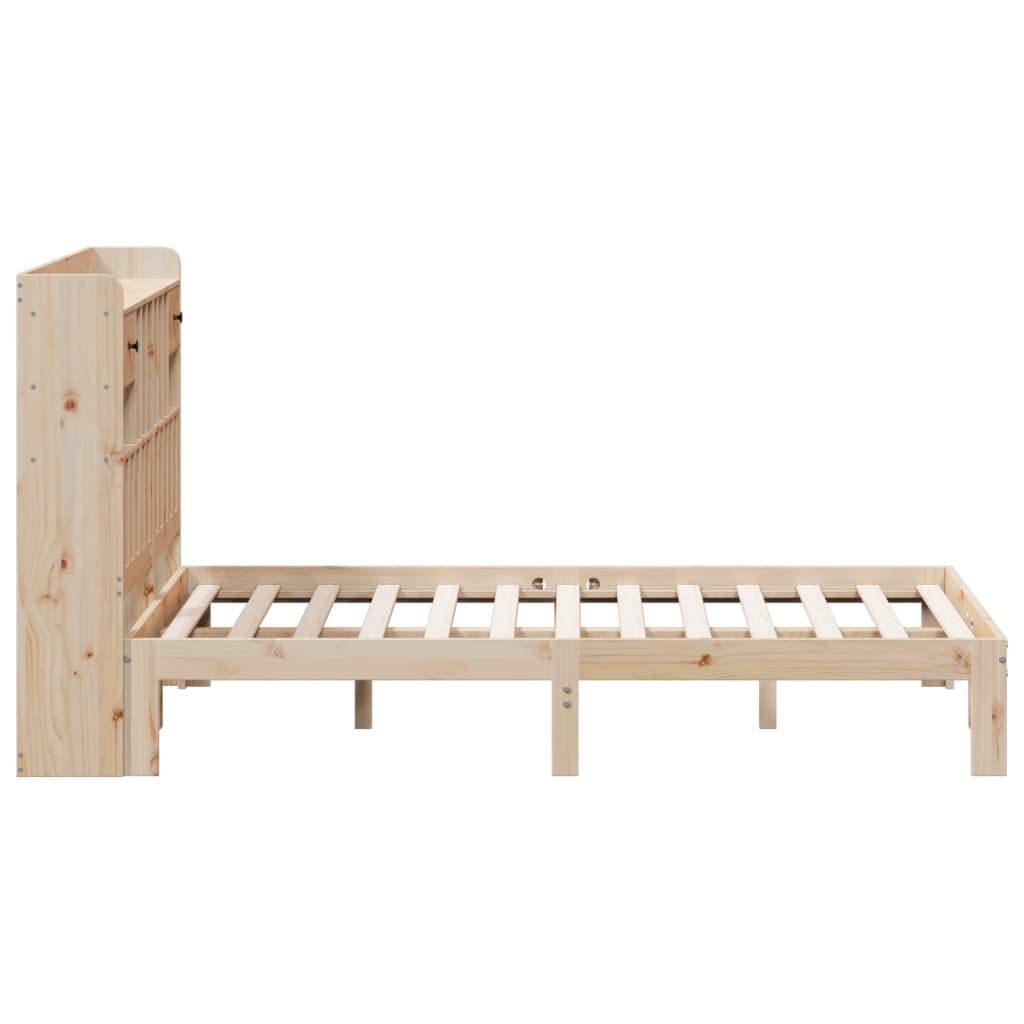 Krevet s regalom za knjige bez madraca 140x190 cm od borovine