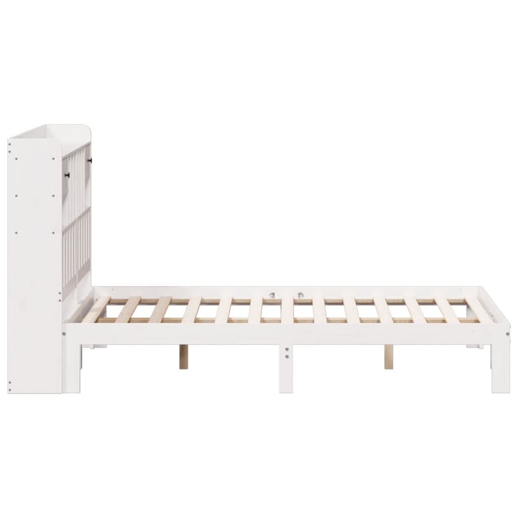 Krevet s regalom z knjige bez madraca bijeli 140x190cm borovina