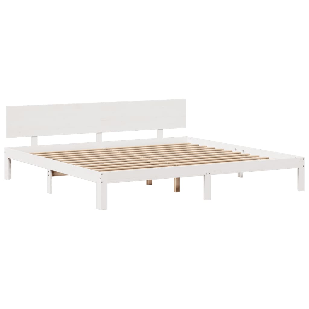 Krevet s regalom z knjige bez madraca bijeli 180x200cm borovina