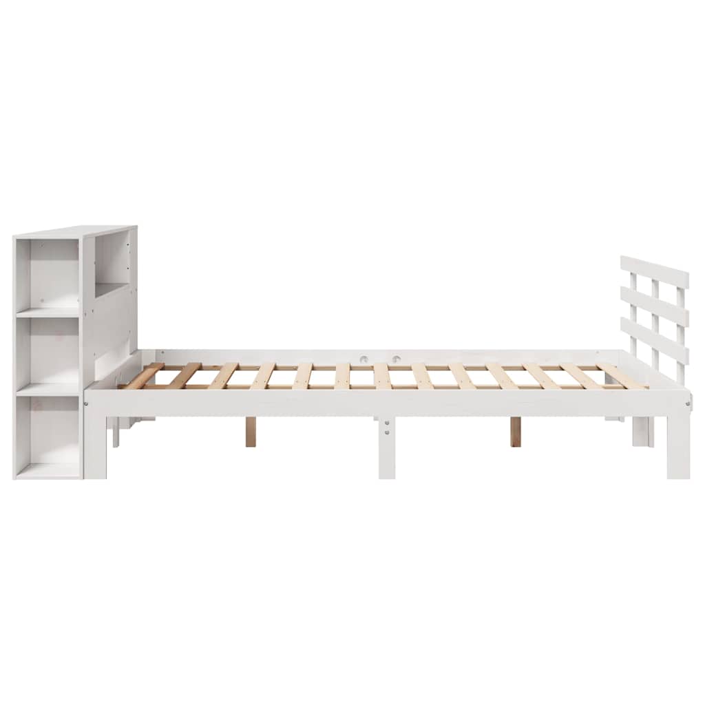Krevet s regalom z knjige bez madraca bijeli 135x190cm borovina