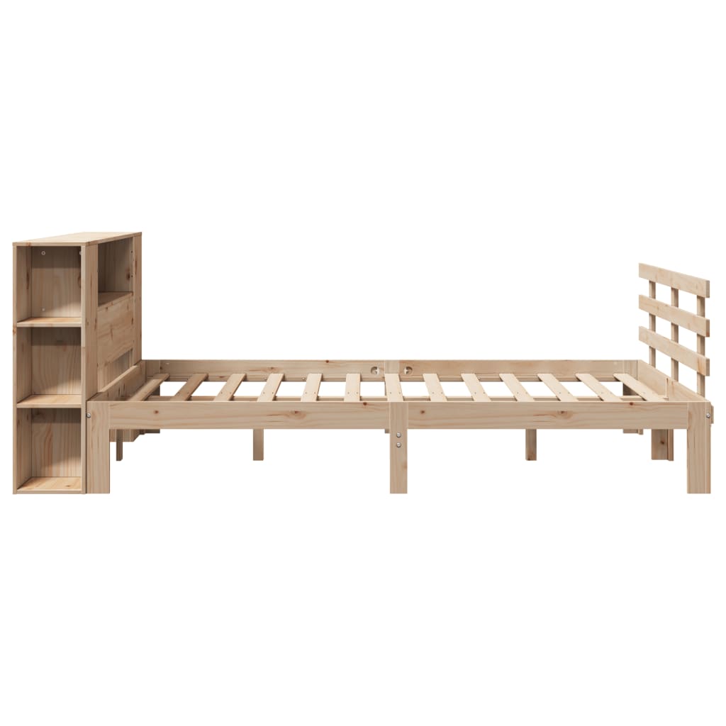 Krevet s regalom za knjige bez madraca 140x190 cm od borovine