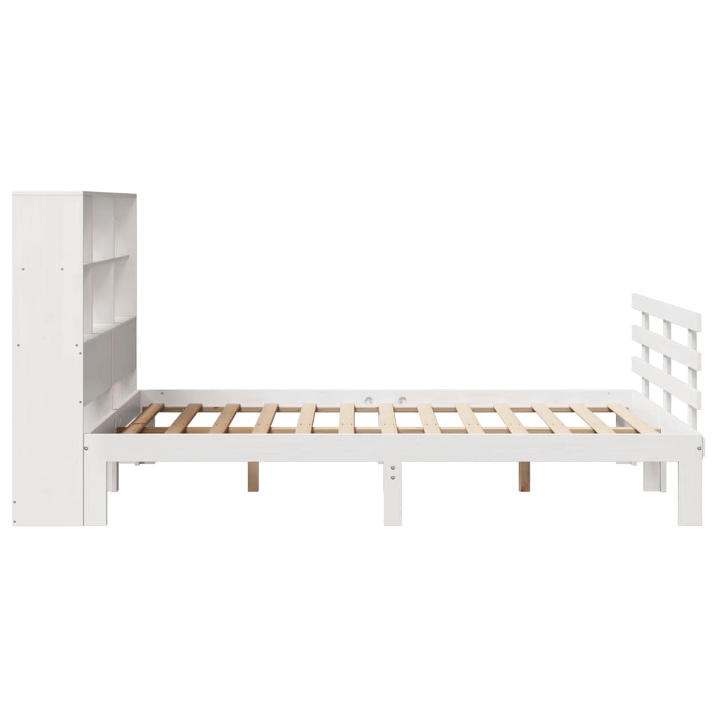 Krevet s regalom z knjige bez madraca bijeli 140x190cm borovina