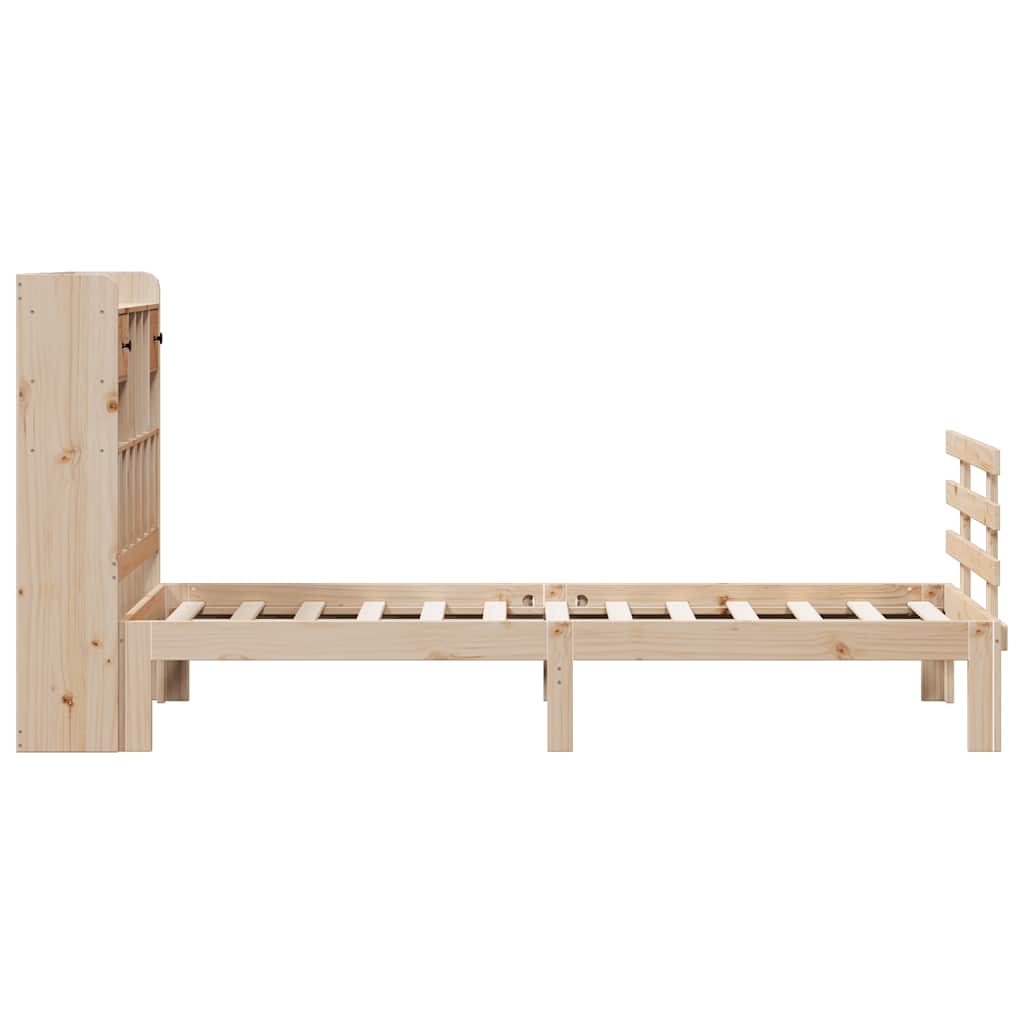 Krevet s regalom za knjige bez madraca 75x190 cm borovina