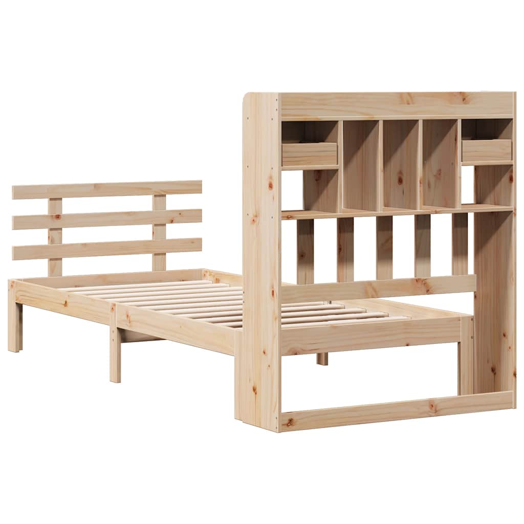 Krevet s regalom za knjige bez madraca 90x190 cm od borovine