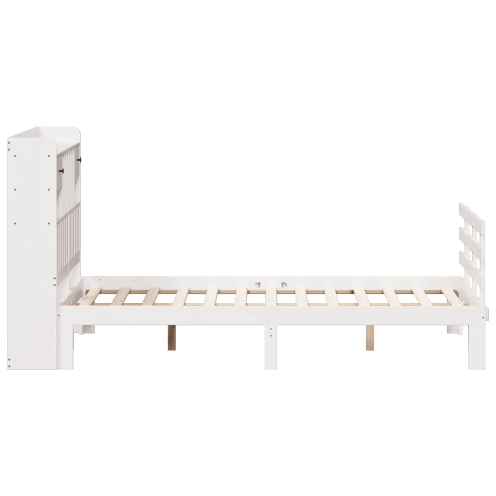Krevet s regalom z knjige bez madraca bijeli 135x190cm borovina