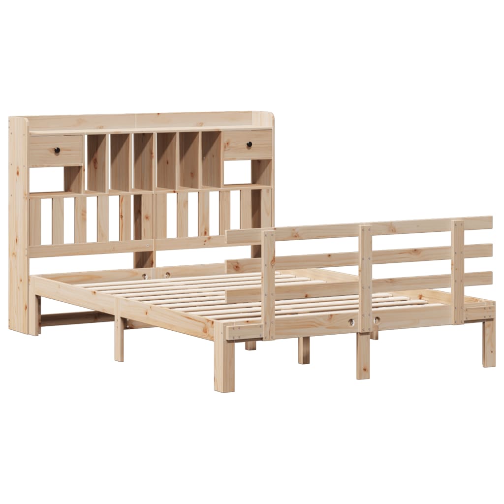 Krevet s regalom za knjige bez madraca 140x190 cm od borovine