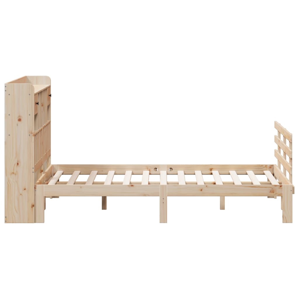 Krevet s regalom za knjige bez madraca 140x190 cm od borovine