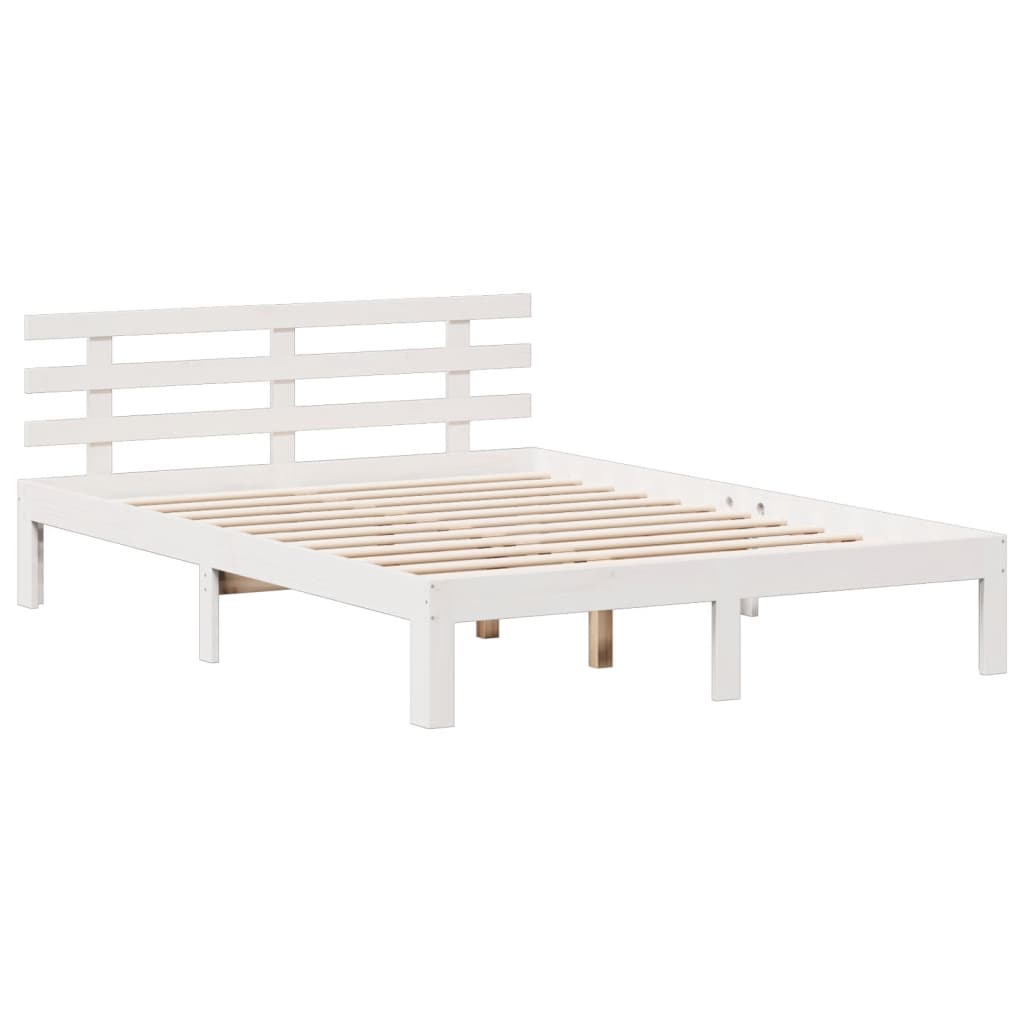 Krevet s regalom z knjige bez madraca bijeli 140x190cm borovina
