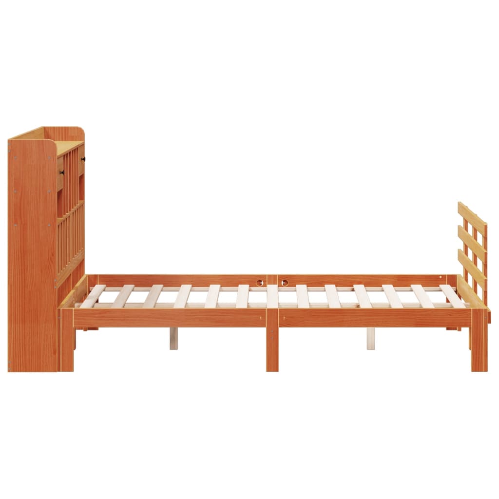 Krevet s regalom za knjige bez madraca 140 x 190 cm od borovine