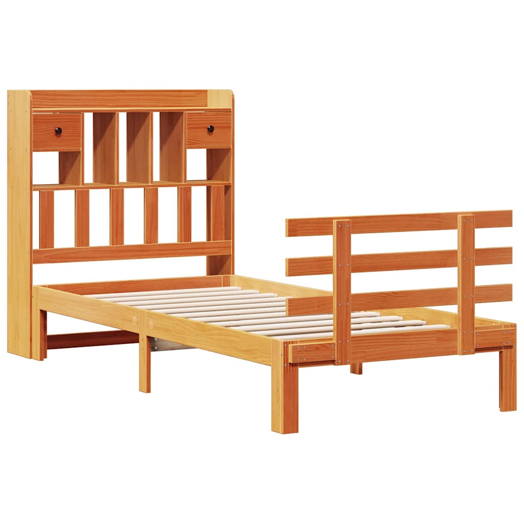 Krevet s regalom za knjige bez madraca 100 x 200 cm od borovine