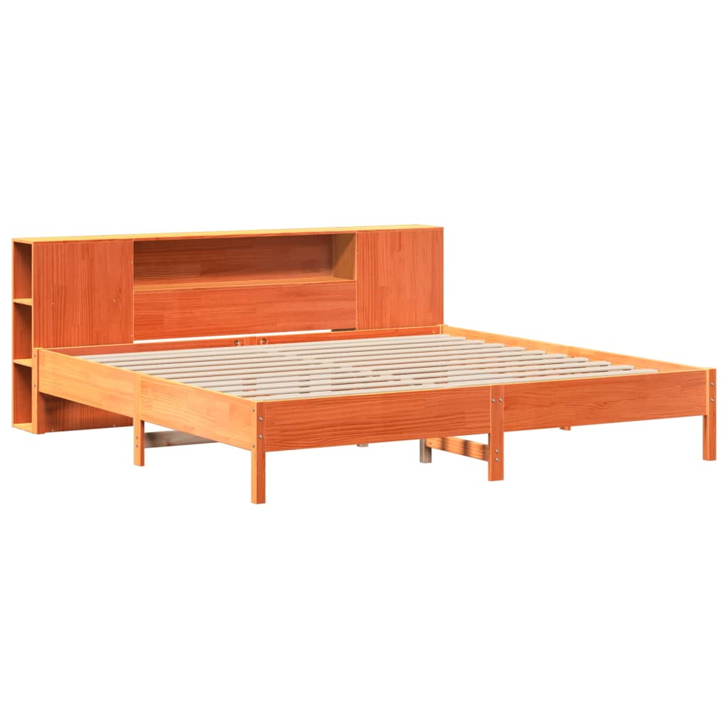 Krevet s regalom za knjige bez madraca 200x200 cm od borovine