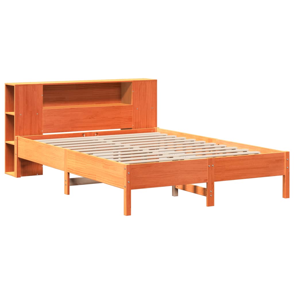 Krevet s regalom za knjige bez madraca 150x200 cm od borovine
