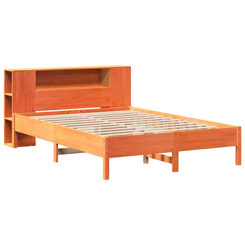 Krevet s regalom za knjige bez madraca 135 x 190 cm od borovine