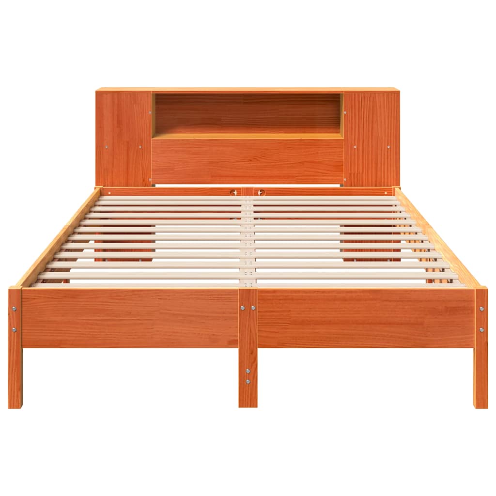 Krevet s regalom za knjige bez madraca 135 x 190 cm od borovine