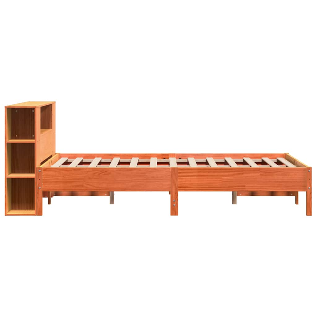 Krevet s regalom za knjige bez madraca 135 x 190 cm od borovine