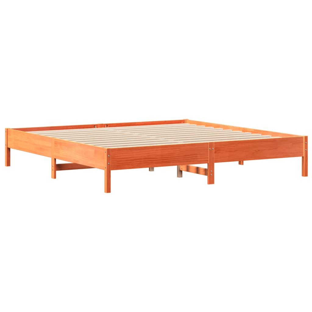 Krevet s regalom za knjige bez madraca 200x200 cm od borovine