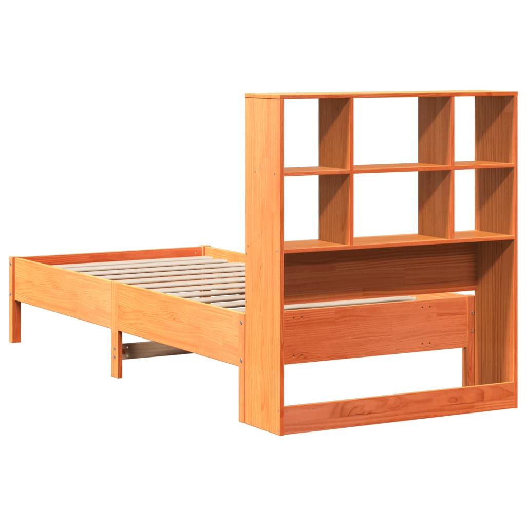 Krevet s regalom za knjige bez madraca 100 x 200 cm od borovine