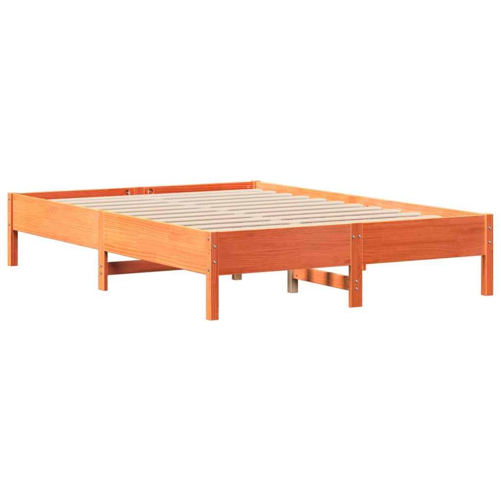 Krevet s regalom za knjige bez madraca 140 x 190 cm od borovine