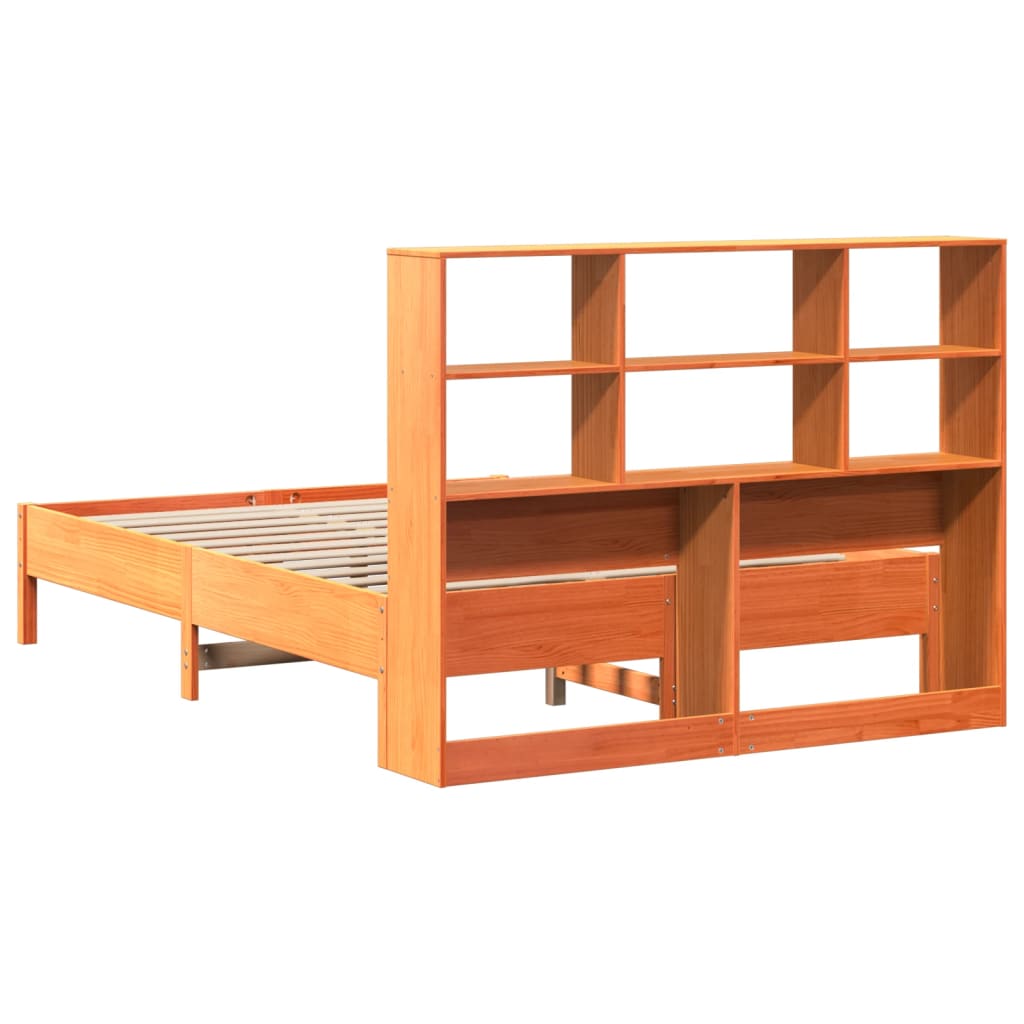 Krevet s regalom za knjige bez madraca 120 x 190 cm od borovine