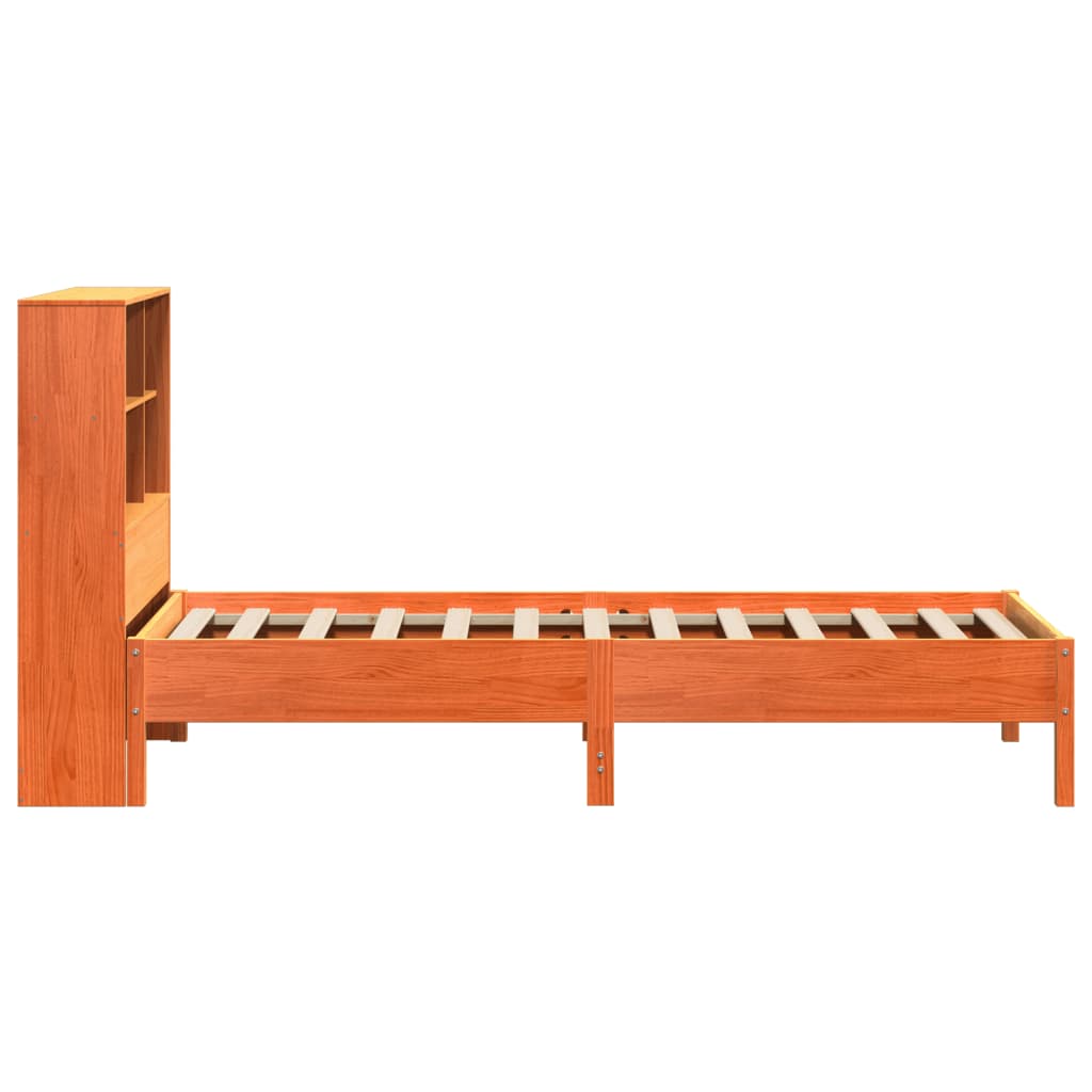 Krevet s regalom za knjige bez madraca 75 x 190 cm od borovine