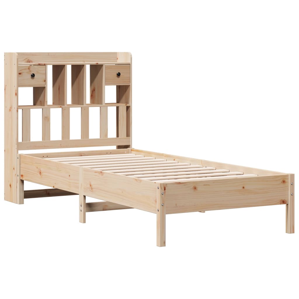 Krevet s regalom za knjige bez madraca 90x200 cm od borovine