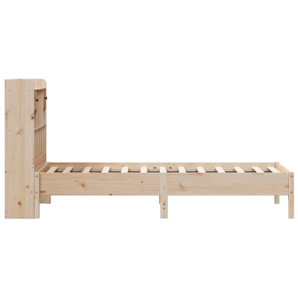 Krevet s regalom za knjige bez madraca 90x200 cm od borovine