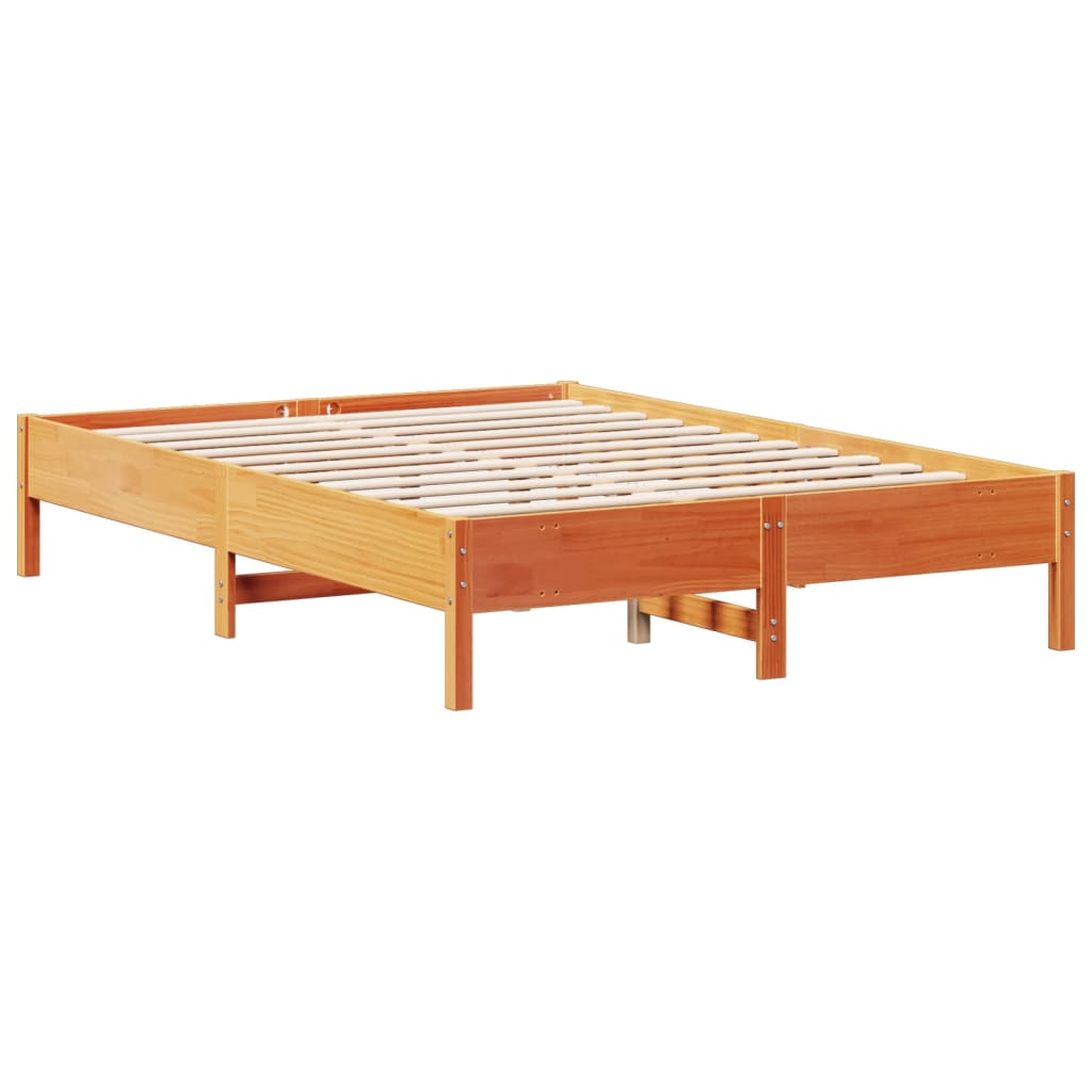 Krevet s regalom za knjige bez madraca 140 x 190 cm od borovine