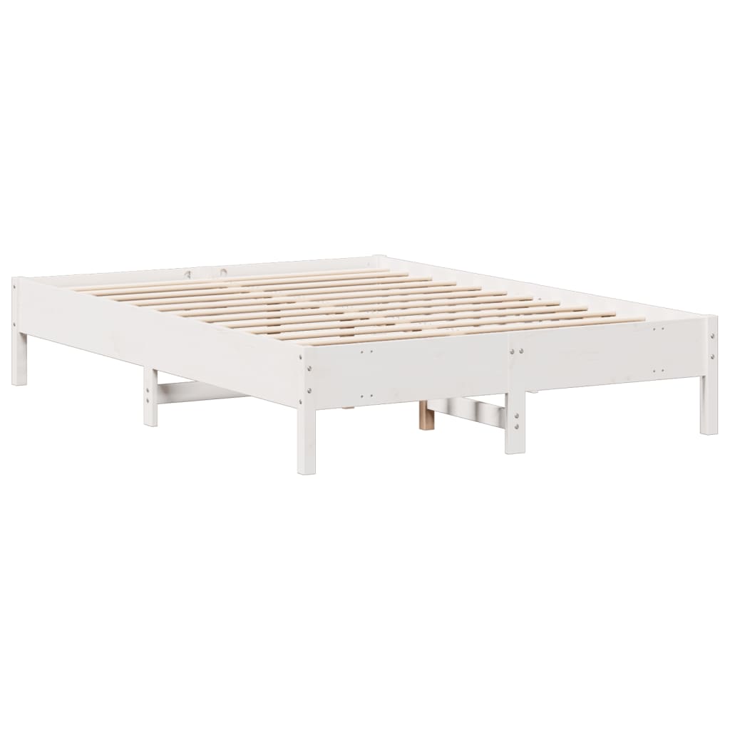 Krevet s regalom z knjige bez madraca bijeli 135x190cm borovina