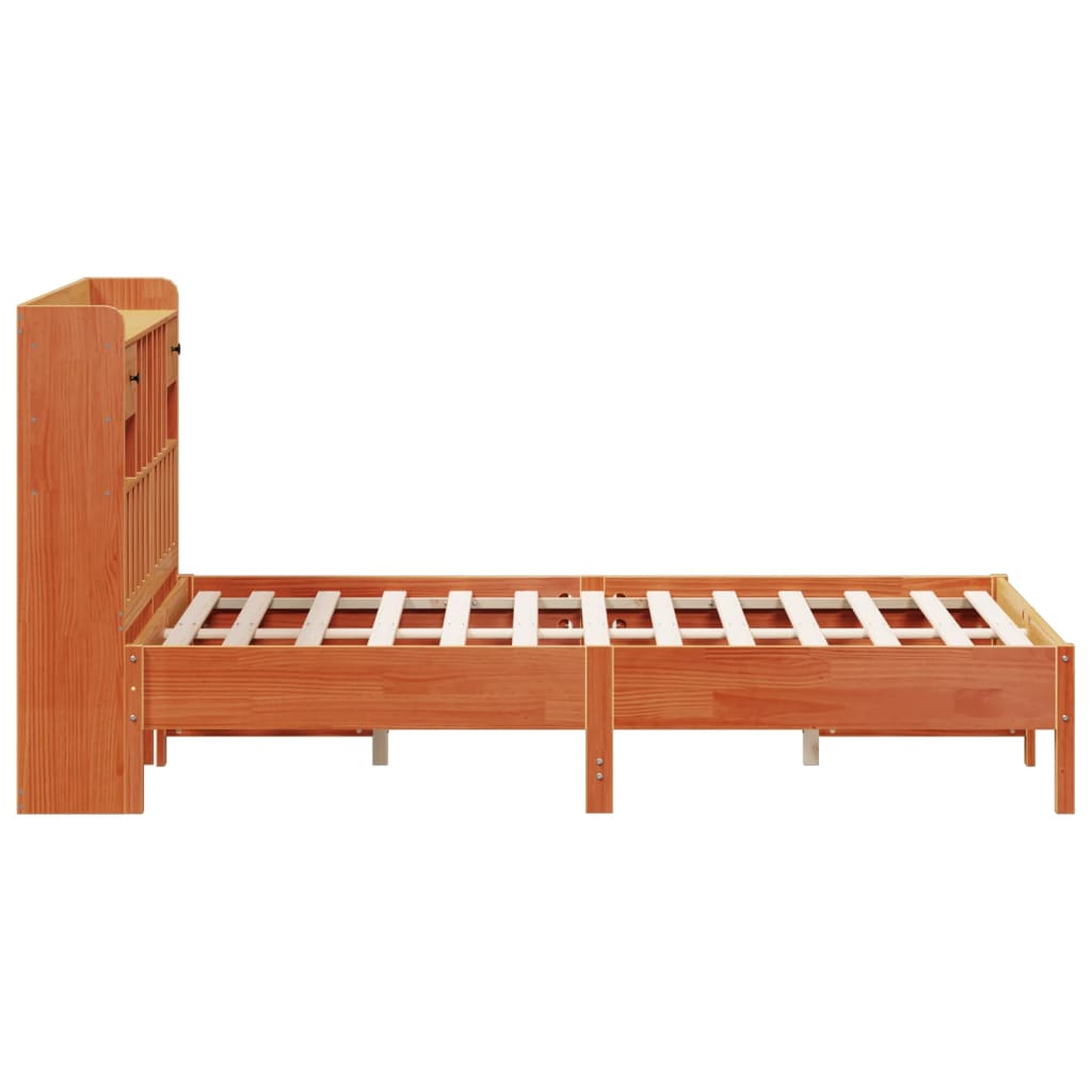 Krevet s regalom za knjige bez madraca 135 x 190 cm od borovine