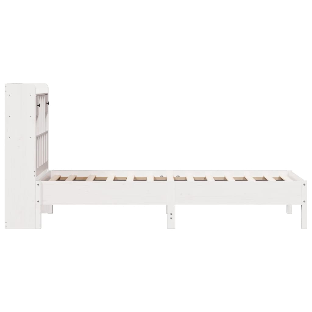 Krevet s regalom za knjige bez madraca bijeli 90x190cm borovina
