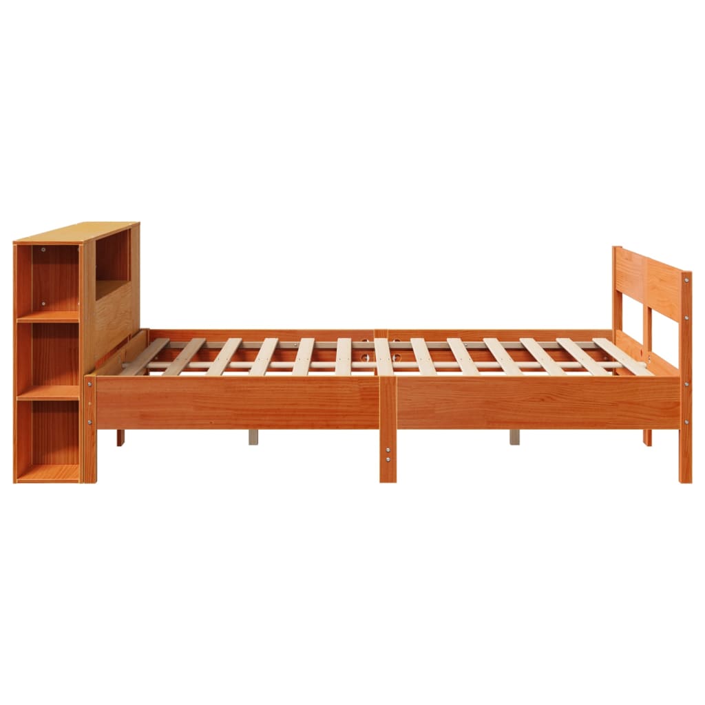 Krevet s regalom za knjige bez madraca 150x200 cm od borovine