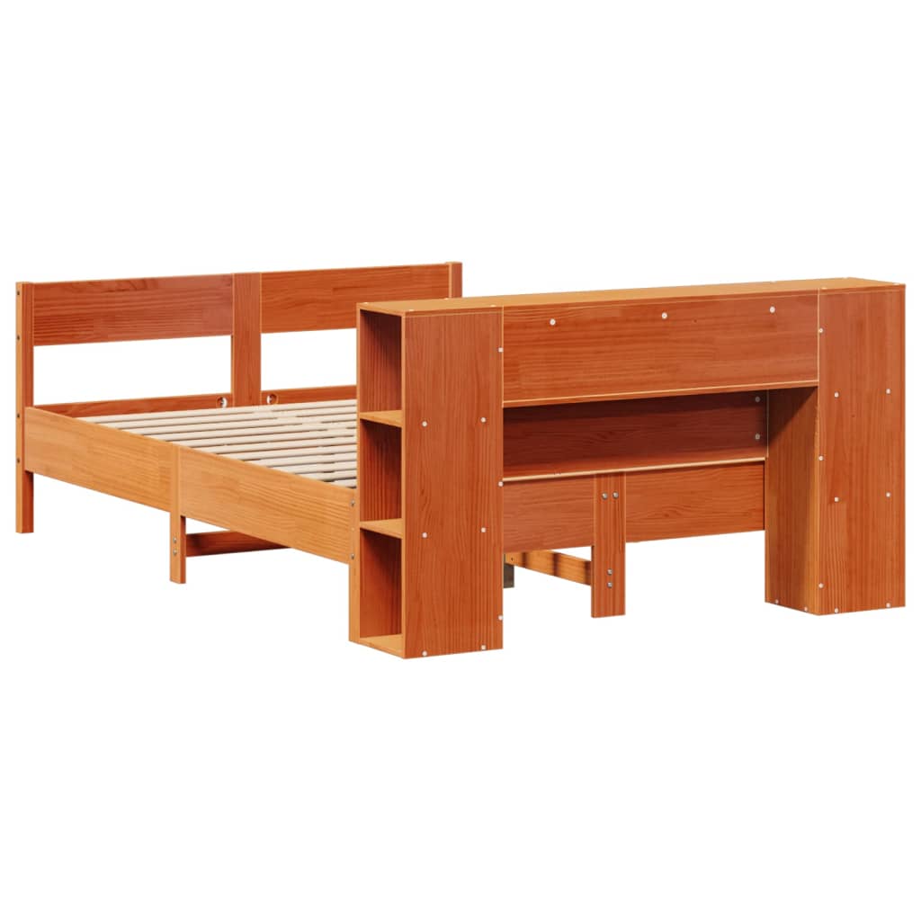 Krevet s regalom za knjige bez madraca 150x200 cm od borovine