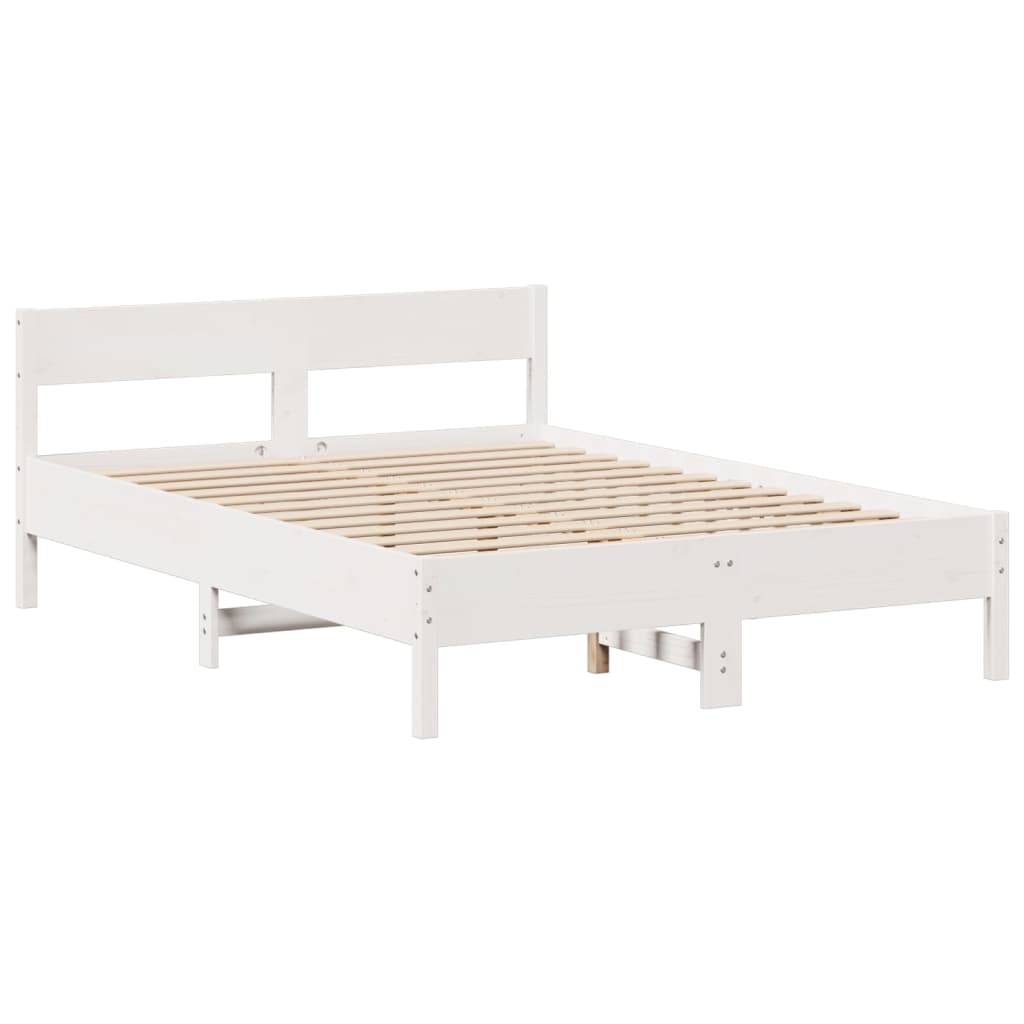Krevet s regalom z knjige bez madraca bijeli 140x190cm borovina