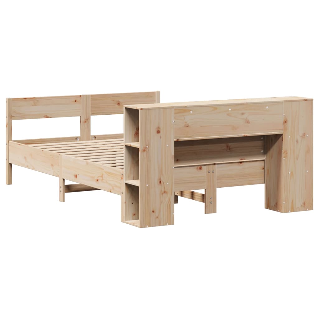 Krevet s regalom za knjige bez madraca 135x190 cm od borovine