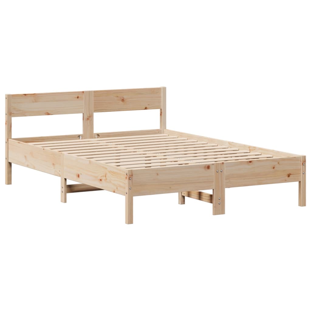 Krevet s regalom za knjige bez madraca 135x190 cm od borovine
