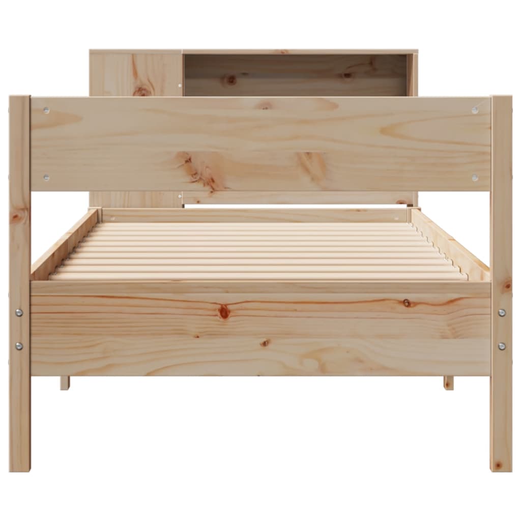 Krevet s regalom za knjige bez madraca 75x190 cm borovina
