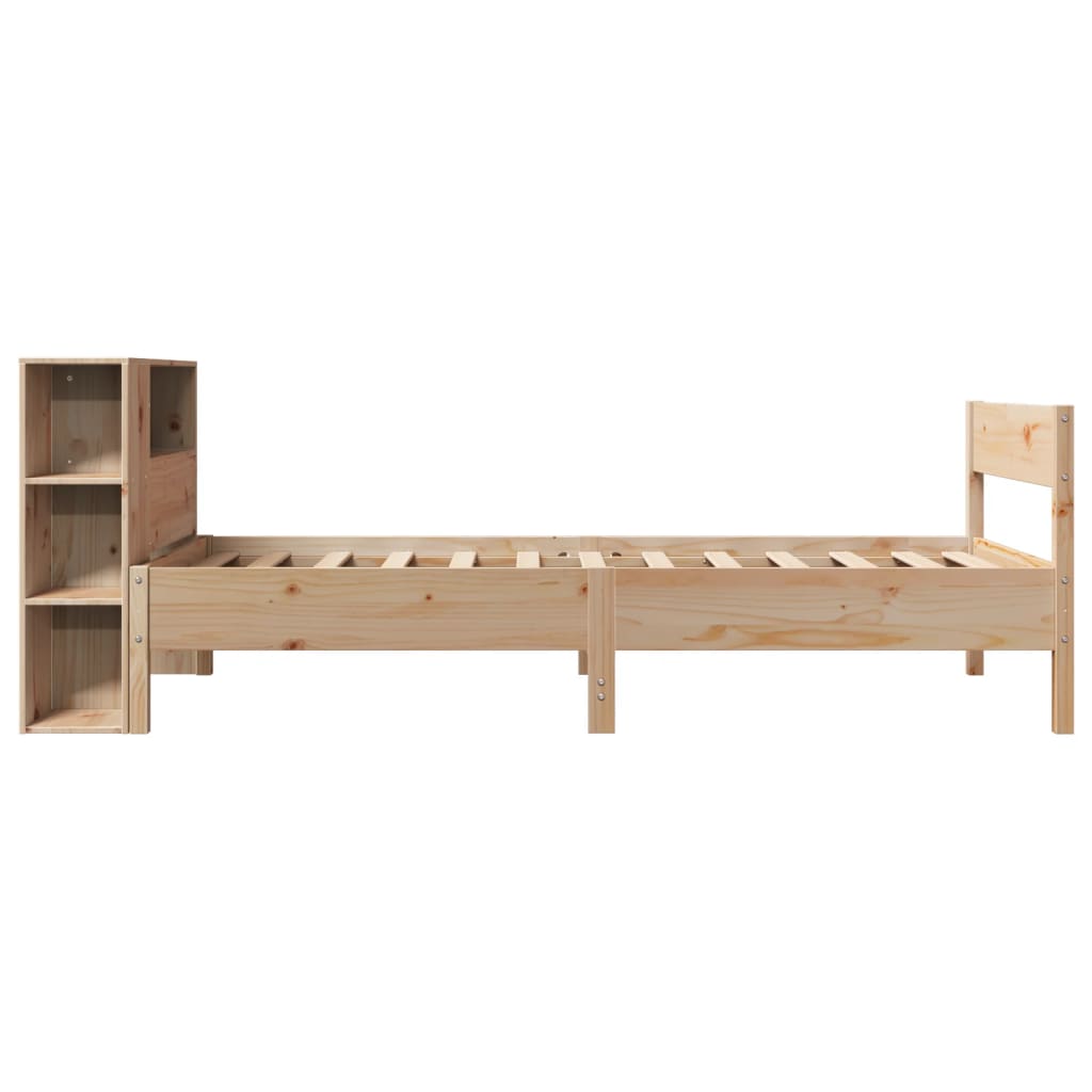 Krevet s regalom za knjige bez madraca 75x190 cm borovina